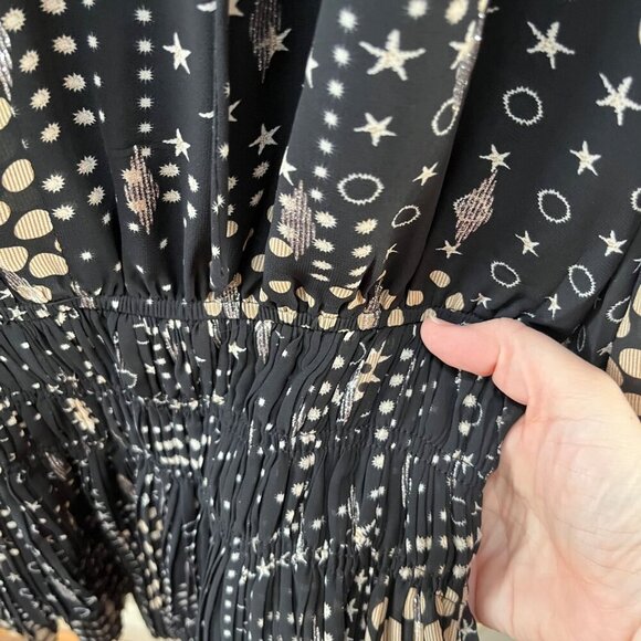 Current Air Los‎ Angeles Star & Dot Drop Waist Print Dress M Polyester Black-  M - Picture 2 of 5